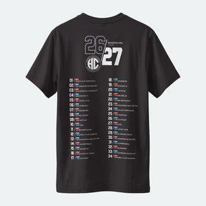 HC Erlangen Tour-Shirt 26/27 in Schwarz – Rückansicht mit Spielplan